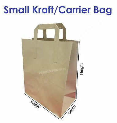 50 X SMALL BROWN KRAFT CRAFT PAPER SOS CARRIER BAGS LUNCH DINNER FOOD TAKE AWAY  • £5.99