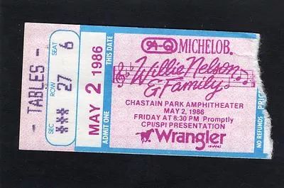 1986 Willie Nelson Merle Haggard Concert Ticket Stub Chastain Park Atlanta • $34.99