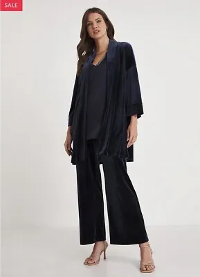 Joanna Hope Navy Velvet Suit Size 30 (trousers Top Jacket) • £66