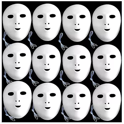 12 Face Masks White Flock Fancy Dress To Paint And Decorate  • £12.40