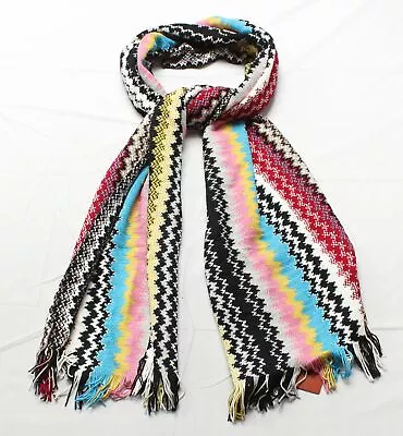 Missoni Women's Wool Striped Zig Zag Sciarpa Scarf DD7 Multicolor One Size NWT • $59.99