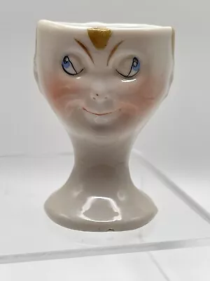 Vintage Easter Googly Eyes Man Head Egg Cup Ceramic Porcelain • $9.88