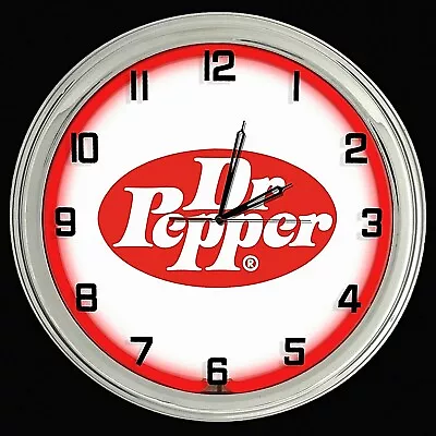 16  Dr Pepper Vintage Logo Sign Red Neon Clock  Mancave Bar Garage • $119.99