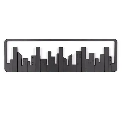 New Contemporary Modern Black Wall Mounted Skyline 5 Hook Hat Coat Organizer • £27.25