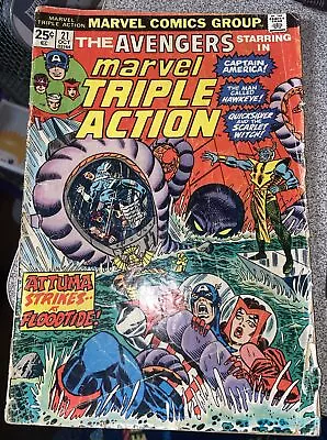 The Avengers MARVEL TRIPLE ACTION #21 - 1974 Marvel Comics - Attuma Strikes • $4