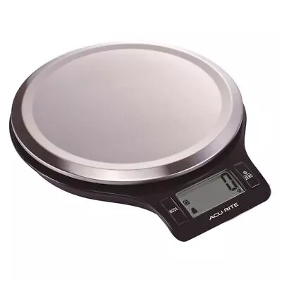 'Acu-Rite' - Stainless Steel Round Digital Kitchen Scale Black Base • $24.95