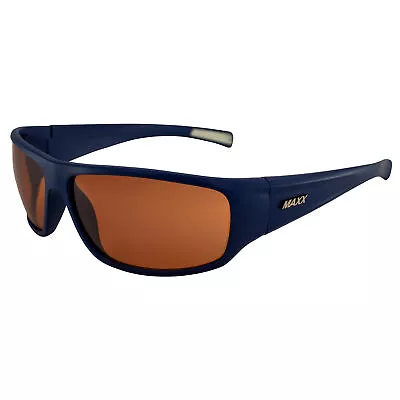 Maxx Major Sports & Motorcycle Sunglasses TR90 Navy Blue Frame W/ HD Amber Lens • $18.99