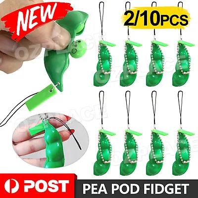 $5.95 • Buy Cute Squishy Peas In A Pod Keyring Keychain Mochi Bean Fidget Edamame Toy