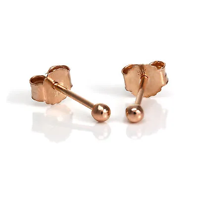 Tiny 9ct Rose Gold 2mm Ball Stud Earrings Studs Adult & Children Kids Childs • £35