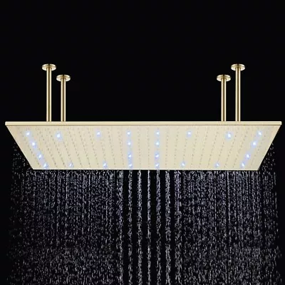 LED Rainfall 16 X32  Large Shower Head Top Sprayer Ceiling Mounted Brushed Gold • $129