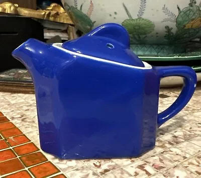 Vintage Hall USA Cobalt Blue Tea Pot Syrup Pitcher #186 4” Tall Teapot 2 Cup Two • $10.99