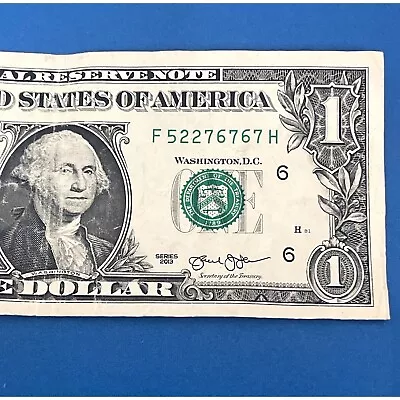 Repeater Federal Reserve One Dollar Bank Note Mini Radar/Palindrome Series 2013 • $8