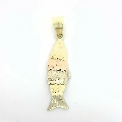 14k Tri Color Gold Pisces Movable Fish Zodiac Pendant Charm Gift Jewelry 2.1g • $136