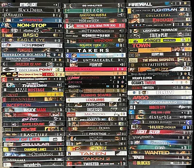 Lot Of 100 Thriller Movies Used Previewed DVD Specific Titles Listed • $62.99