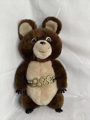 Vintage Misha Moscow 1980 Olympic Games Mascot Dakin Plush 10  Bear 5 Rings Belt • $6