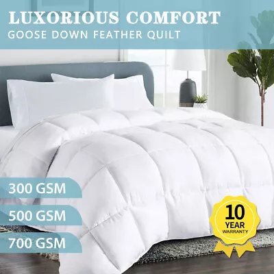$33.78 • Buy Goose Down Feather Quilt 300/500/700GSM Duvet Doona Queen Winter Summer Blanket
