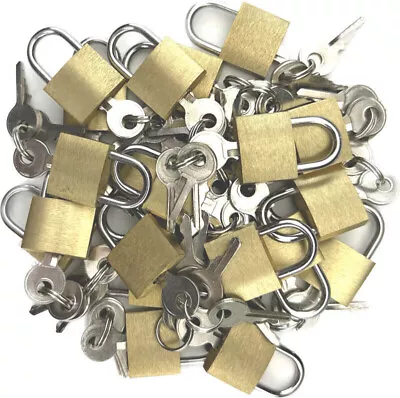 100 Small Mini Metal Padlock Brass Tiny Box Travel Locks Keyed Jewelry 3key 20mm • $80