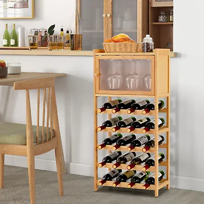 $54.49 • Buy 20-Bottle Bamboo Wine Rack Cabinet Floor Wine Bottle Holder Stand Display Shelf
