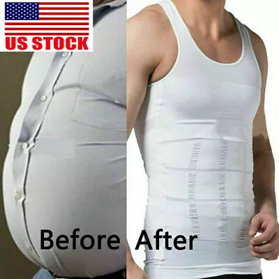 Mens Body Shaper Vest Tummy Compression T Shirt Underwear Slimming Shapewear • $16.79