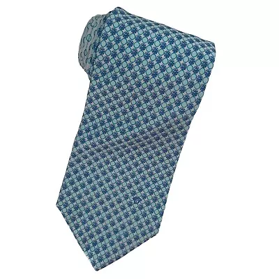 Versace 100% Silk Neck Tie 57L 3.75W Blue Circle Geometric Medusa Made In Italy • $23.99