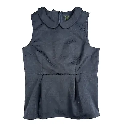 J.Crew Tank Blouse Women's 0 Navy Blue Peplum Peter Pan Collar Tank Blouse • $8.17