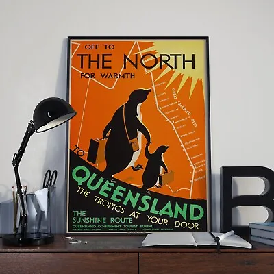 Vintage Queensland  Australia Travel Poster - Surfing Club Print Print Picture • £4.99
