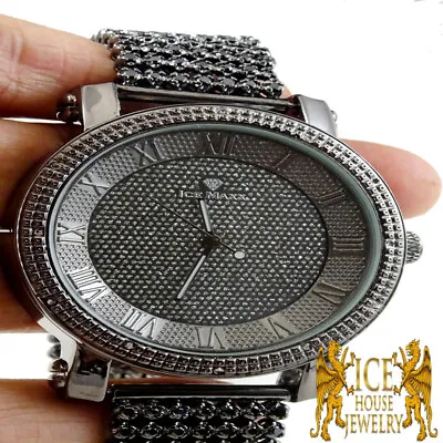 Solid Steel Back Real Diamond Black Gold Jorodeo Jojino Custom 7 Row Band Watch  • $59.99