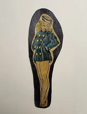 Original Vintage 1960s Naval USN Pinup Navy Sailor Tattoo Flash Cut FL 2.5x7.5  • $54