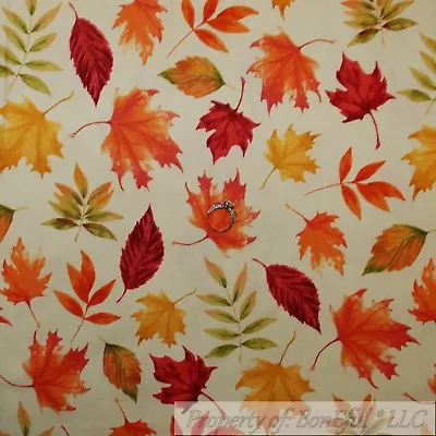 BonEful Fabric Cotton Quilt Red Orange Yellow Green Gold Leaf Fall Holiday SCRAP • $0.58