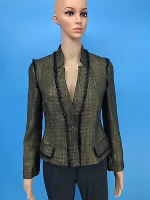 $28 • Buy $295 NWT RACHEL ZOE Women's Black / Gold Tweed Tracy Jacket Size: 4
