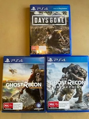 PS4 Games Bundle Inc. Days Gone Tom Clancy's Ghost Recon Breakpoint & Wildlands • $55