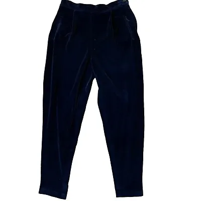 Lauren Alexandra  Womens Y2K VTG Velvet Moms Pants 10 Blue Tapered Pleated • $17.97