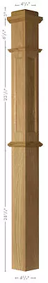 ARP-4375 Red Oak Actual Raised Panel Box Newel Post • $380.84