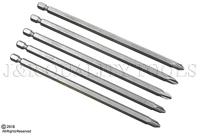 5pc #2 X 6  Cord Less Drill Phillips Screwdriver Bit Magnetic Tip Extra Long Set • $7.95