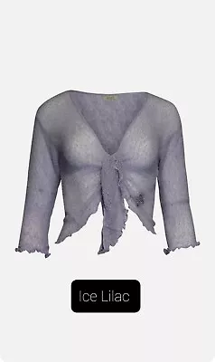 £8.99 • Buy Womens Ladies Bali One Size Tie Up Stretch  Net Shrug Cardigan Ice Lilac44 Color