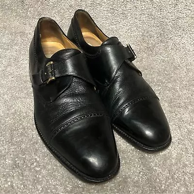 Mezlan Men’s Istanbul Black Leather Monk Strap Dress Shoes Size 10.5 • $60