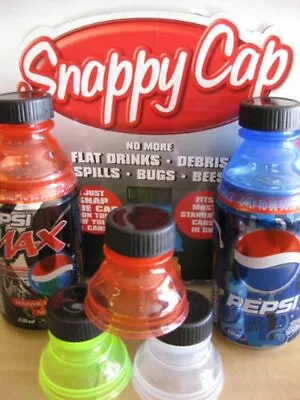 6 X Snappy Caps Cap Turn Drinks Cans Into Bottles Keep Fizz Soda Camping Fishing • £8.29