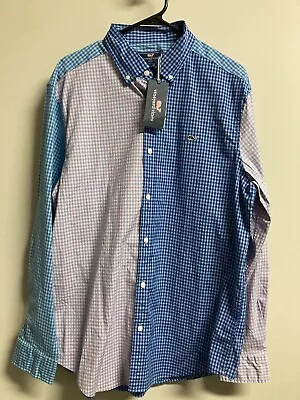 Vineyard Vines Whale Shirt Colorful 100% Cotton Plaid Mix Long Sleeve! NWT • $39.99