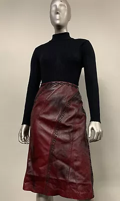 $299.99 • Buy New With Tags Escada 100% Leather Oxblood Skirt Dress Womens S Made In Germany