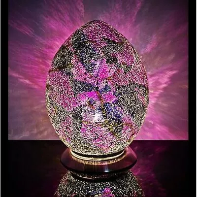 New Egg Lamp Purple Medium Mosaic Glass Table Lamp Bedside Desk Living Room 74PL • £49.99