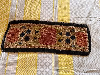 VINTAGE RETRO 60s 50s Floral WOOL Rag RUG Door Mat Draft Excluder Hand Made • £30.50