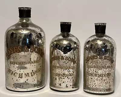 Jones & Sons 3 Uttermost Glass Jars Mercury Style Glass Gold/silver Wire Detail • $275