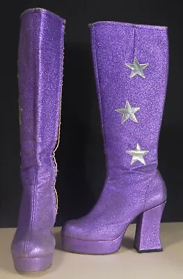 £150 • Buy Terry De Havilland  Purple Glitter, Zipped Platform, Glam' Rock Boots.
