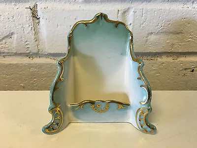 Antique Victoria Carlsbad Austria Schmidt & Co. Porcelain Card Holder Gold Dec. • $65