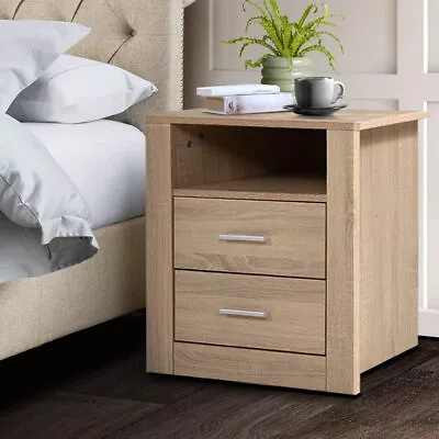 Artiss Bedside Tables Drawers Storage Cabinet Shelf Side End Table Wooden Brown • $74.32