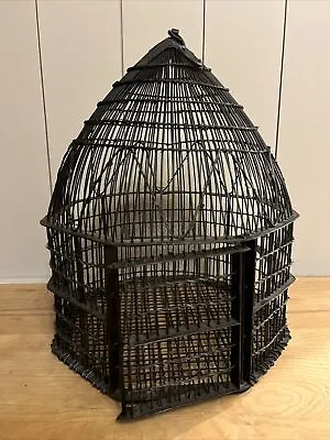 Antique ? Vintage Iron Metal Wire Bird Cage Asian ? French ? Decor 17x13.5x13.5 • $200