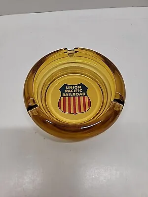 Vtg Thick Amber Glass Advertising Ashtray Union Pacific Railroad Uprr • $10