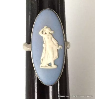 Vtg Ring MARKED WEDGWOOD 925 STERLING SILVER Size 7.5 Band Cameo Jewelry Lot Y • $5.50