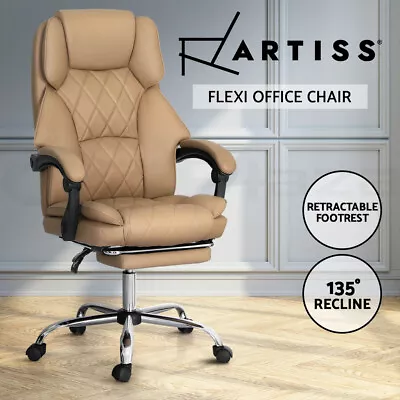 Artiss Executive Office Chair Computer Gaming Chairs Leather Footrest Espresso • $129.95