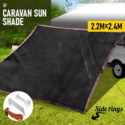 98% Shade Rating 2.4M Black Caravan End Wall Privacy Screen Sun Shade Roll • $47.52